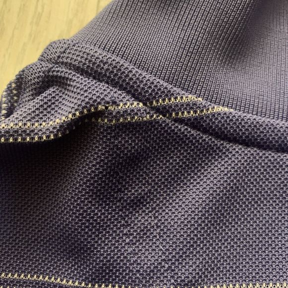 Greg Norman Mens Large Golf Polo Shirt Purple Woven Play Dry Short Sleeve Stripe - Picture 7 of 7